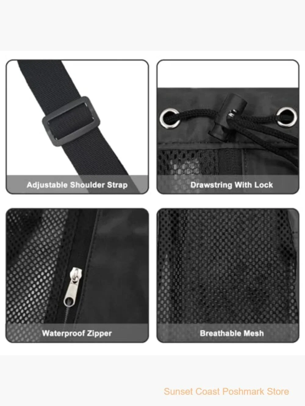 Mesh Drawstring Backpack with Wet Pocket Waterproof Swimming Bag